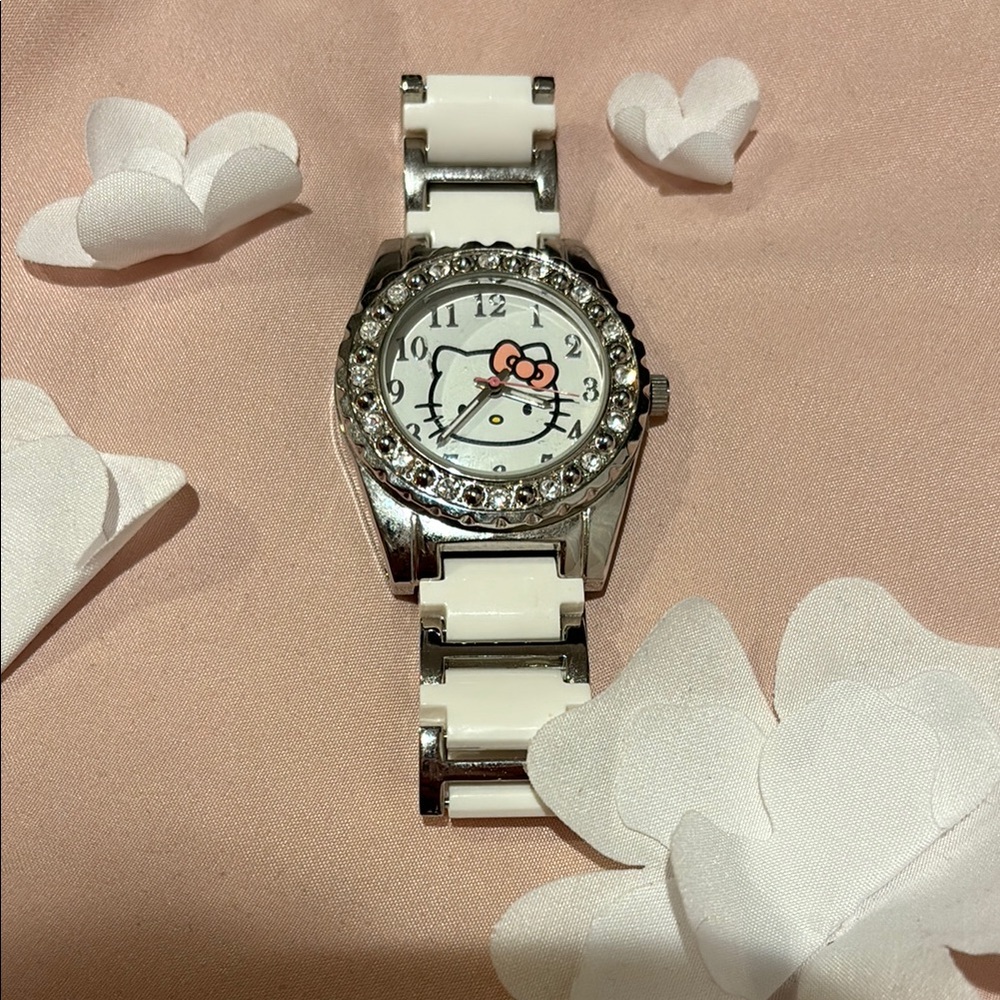 Hello Kitty White Watch with Rhinestones